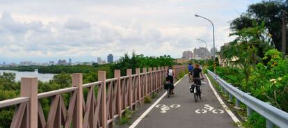 Uno de los carriles bicicleta de Tainan, en Taiwan.