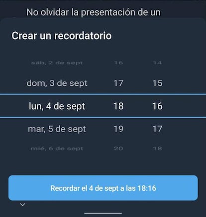 Fecha hora recordatrorio Telegram