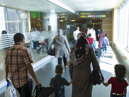 Algunos refugiados sirios llegados a Madrid el jueves pasado.