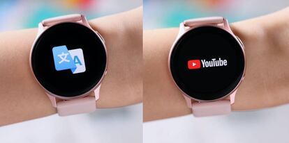 Google Translator y YouTube en los Galaxy Watch Active2.