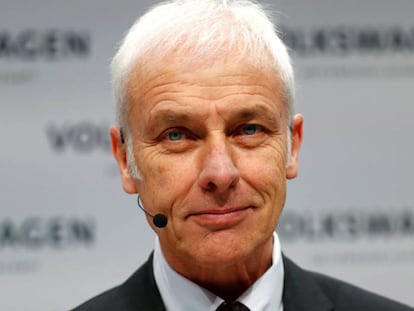 El presidente de Volkswagen, Matthias Müller, en la conferencia anual de resultados celebrada en Berlín el pasado 12 de marzo.