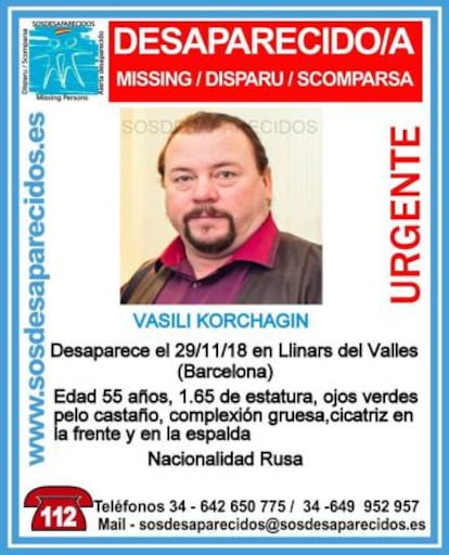Cartel de anuncio del hombre desaparecido.