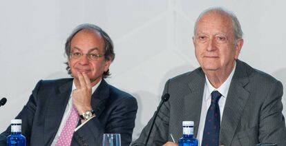 Pere Viñolas, consejero delegado de Colonial (izquierda), y Juan José Brugera, presidente de la inmobiliaria.