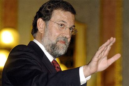 Mariano Rajoy, esta tarde durante su intervención en el debate para la toma en consideración del Estatuto catalán.