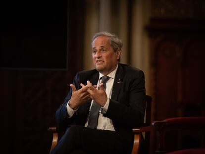 El expresidente de la Generalitat Quim Torra en un acto en Barcelona el 21 de febrero.