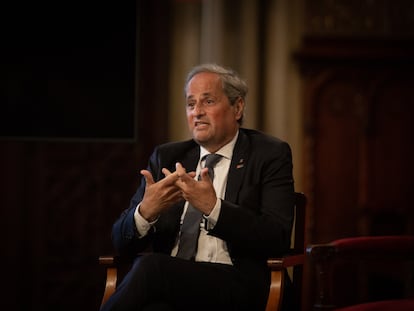 El expresidente de la Generalitat Quim Torra en un acto en Barcelona el 21 de febrero.