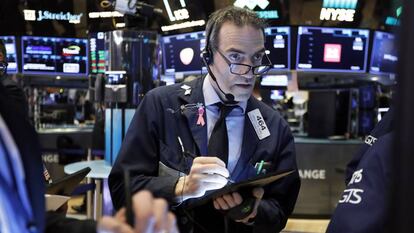 Un operador de Bolsa en Wall Street