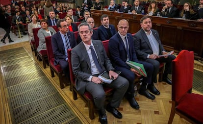 The 12 defendants in the ongoing trial of Catalan independence leaders.