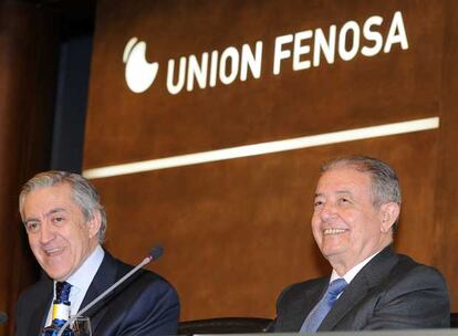 Honorato López Isla (izquierda) y Salvador Gabarró, nuevo presidente de Unión Fenosa.