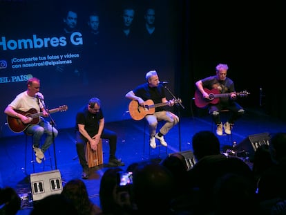 Hombres G presenta su gira '40 años y seguimos empezando', en Teatros Luchana de Madrid.