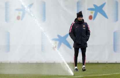 Luis Enrique, a l'entrenament del Barça.