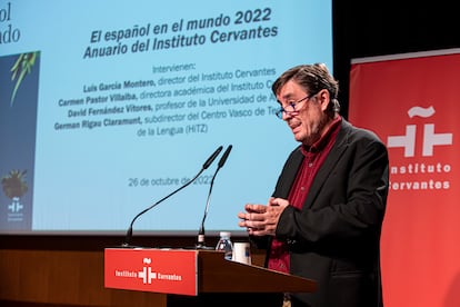 El director del Instituto Cervantes, Luis García Montero, presenta el anuario de 'El español en el mundo en 2022'.