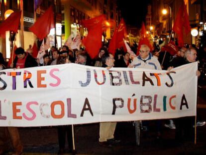 Un momento de la manifestaci&oacute;n celebrada el jueves en Valencia contra la reforma de Wert