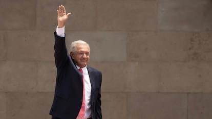 El presidente de México, Andrés manuel López Obrador durante su 6° Informe de Gobierno en la Plaza de la Constitución, Ciudad de México. El 1 de septiembre de 2024.