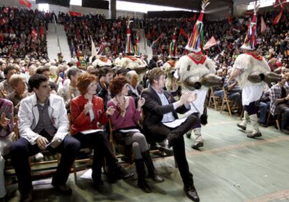 Celebración de líderes de Bildu hoy en Pamplona