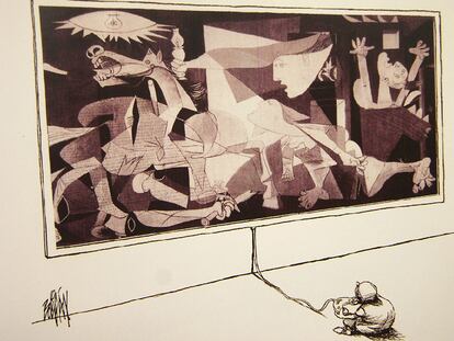 Dibujo de Ángel Boligan (México), titulado <i>Videojuegos y violencia</i>, en la IV Mostra d'Humor Gràfic.