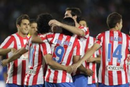 Jugadores del Atl&eacute;tico de Madrid celebrando un gol.