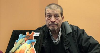 Eufemio García durante la presentación su implante de corazón en el hospital de Bellvitge.