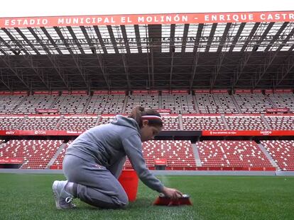 Fragmento del vídeo publicado en las redes sociales del Sporting de Gijón.