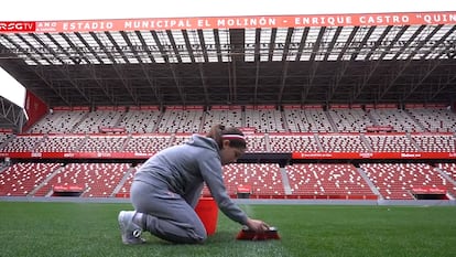 Fragmento del vídeo publicado en las redes sociales del Sporting de Gijón.