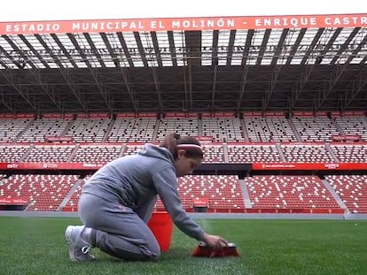 Fragmento del vídeo publicado en las redes sociales del Sporting de Gijón.