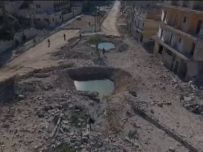 Las imágenes muestran un paisaje de desolación en esta ciudad siria que acumula cinco años de conflicto armado