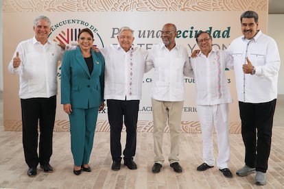 Miguel Díaz-Canel, Xiomara Castro, Ariel Henry, Andrés Manuel López Obrador, Gustavo Petro y Nicolás Maduro