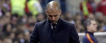 Guardiola, durante el encuentro ante el Atlético de Madrid.