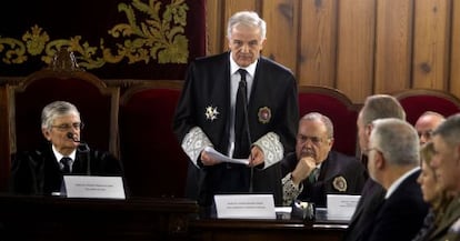 Antonio Montabes, durante su discurso de toma de posesión como nuevo fiscal superior de la Comunidad Valenciana.