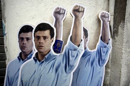 Carteles de apoyo a Leopoldo López en Caracas.