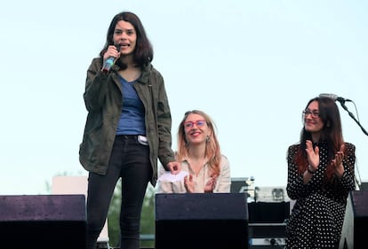 Isabel Serra, en su intervención en el cierre de campaña.