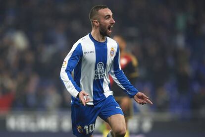 Darder celebra el gol de la victoria del Espanyol ante el Rayo. 