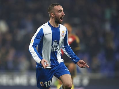 Darder celebra el gol de la victoria del Espanyol ante el Rayo.