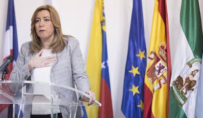 Susana Díaz este lunes en la sede Iberoamericana de la Rábida.