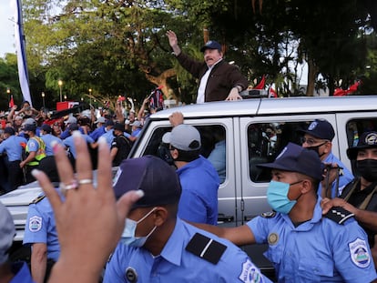 Daniel Ortega, presidente de Nicaragua, este lunes 19 de julio en las calles de Managua.