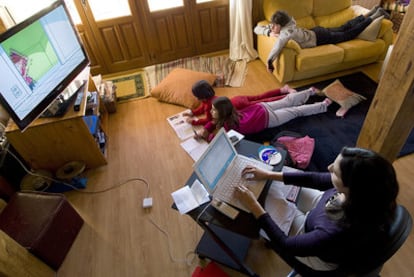 Teleworkers are generally more efficient, despite the threat of family interference.