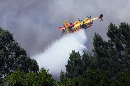 Un avión francés combate el fuego en Alto da Louriceira (Portugal).