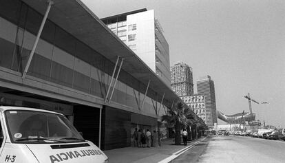 Façana de l'Hospital del Mar el 1992.