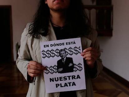 Protesta en la Universidad del Rosario, en Bogotá, el 17 de abril de 2024. 
