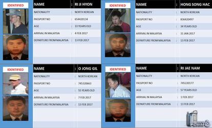 Los cuatro buscados que huyeron a Corea del Norte el d&iacute;a del asesinato.