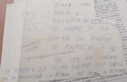 La nota que escribió Jesús para explicar la desaparición de Juana, en 2003.