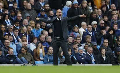 Guardiola, en el partido que el City empat&oacute; ayer con el Southampton (1-1).