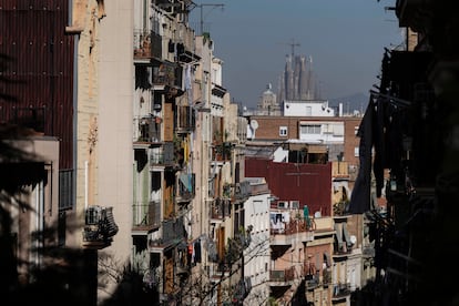 Vista de viviendas del barrio de Poble-sec y Sant Antoni de Barcelona.