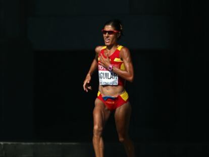 Alessandra Aguilar, en el maratón del Mundial de Moscú 2013, en el que terminó plata. 