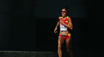 Alessandra Aguilar, en el maratón del Mundial de Moscú 2013, en el que terminó plata.