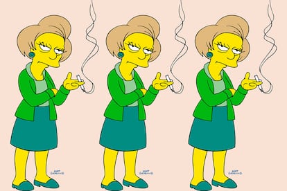 Una aburrida muy Edna Krabappel, de ‘Los Simpson’.