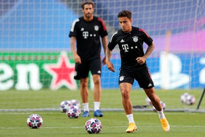 Philippe Coutinho durante treino do Bayern.