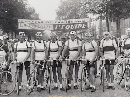 El equipo de Holanda, poco antes de la salida del Tour de 1947.