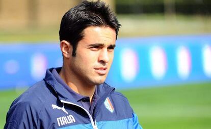 Eder, en su primer entrenamiento con Italia