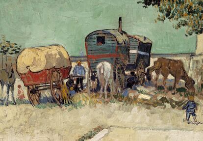 Las Caravanas, campamento gitano cerca de Aries, de Van Gogh